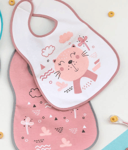set de 2 baberos rosas para bebe con diseÑos divertidos suaves y absorbentes