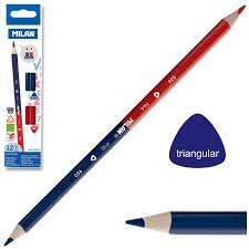 lapiz bicolor azul rojo triangular
