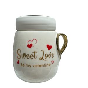 taza con tapa y asa corazon dorada