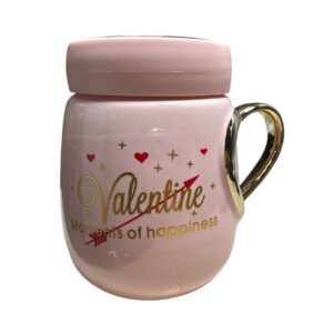 taza con tapa y asa corazon dorada