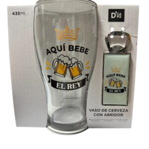 vaso de cerveza con abridor