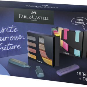 16 marcadores textliner faber castell con deskset (metallic, pastel y neon)