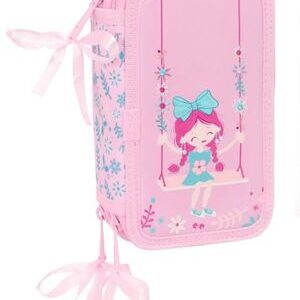 Inicio estuche triple niÑa en columpio rosa